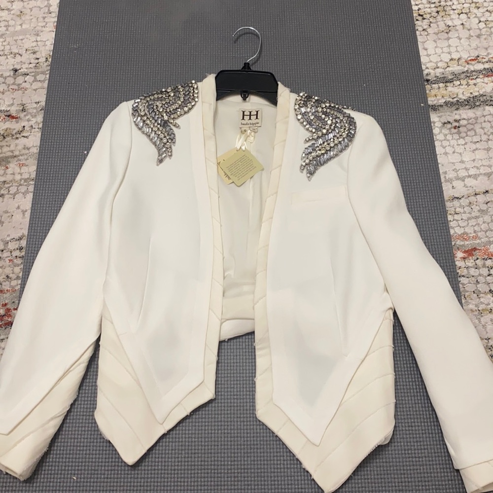 Silk triacetate and polyester blazer